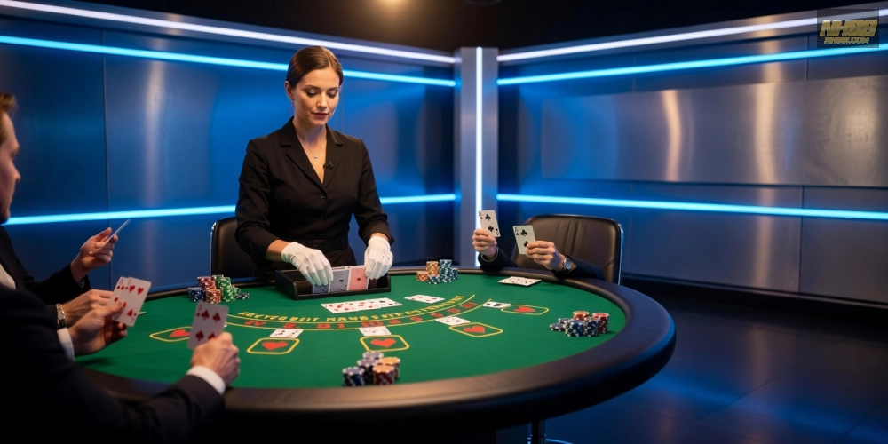 Hình ảnh bàn chơi live casino từ Pragmatic Play với giao diện hấp dẫn và dealer chuyên nghiệp.