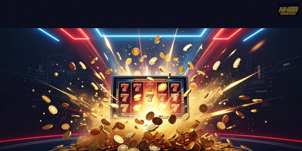 Hình minh họa khái niệm nổ hũ trên nền tảng NH88 với jackpot bùng nổ