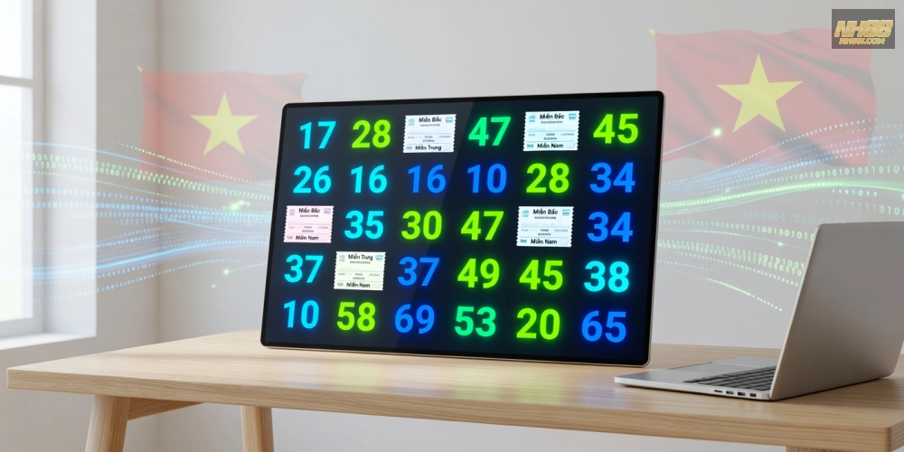 Minh họa giao diện hiển thị kết quả xổ số nh88 trên nền tảng trực tuyến