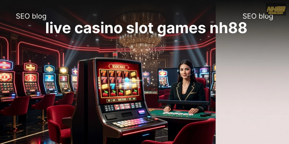 Minh họa giao diện live casino slot games nh88 với dealer trực tiếp và slot quay mượt mà