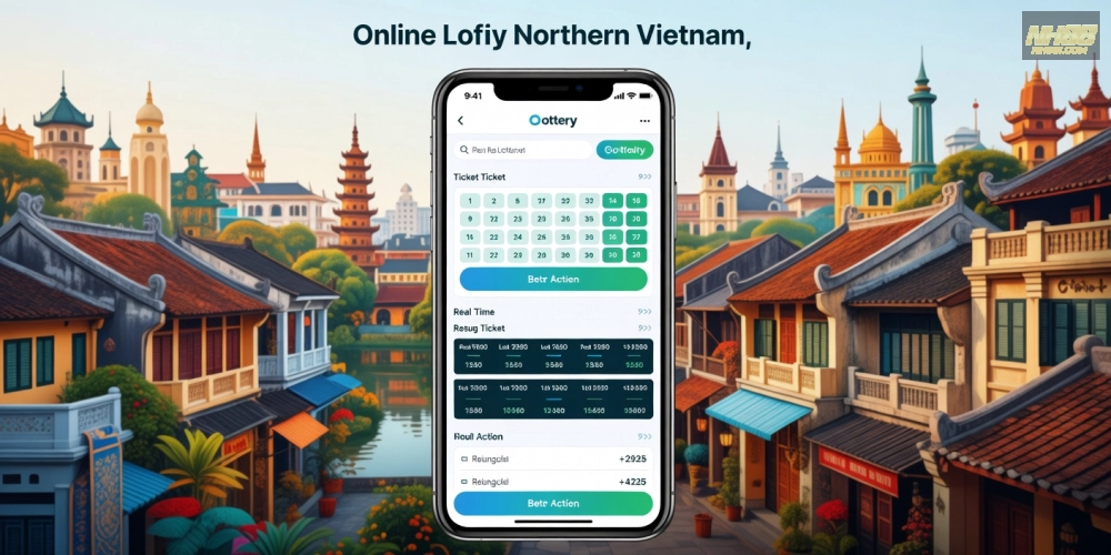 Minh họa giao diện xổ số miền Bắc trên NH88 với các lựa chọn cược đa dạng và kết quả realtime
